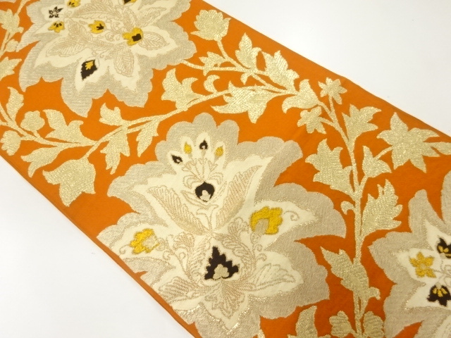 JAPANESE KIMONO / ANTIQUE FUKURO OBI / SILK / WOVEN CHINESE FLOWERS